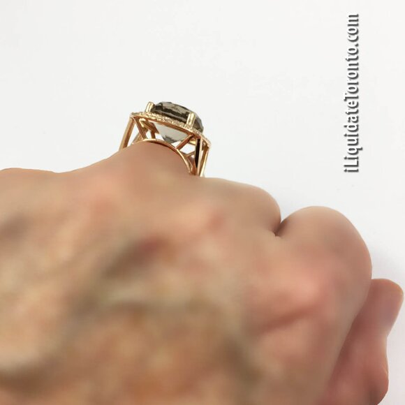 Gorgeous 18K Rose Gold Smoky Quartz and Diamond Ring. Over 1CT in Diamonds! - Picture 7 of 10